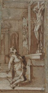 Cristo en el crucifijo en San Miniato inclina su cabeza hacia San Juan Gualberto