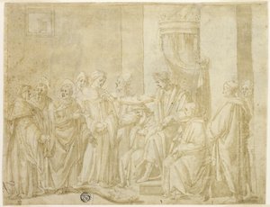 San Pedro y San Pablo disputando con Simón el Mago ante Nerón (recto); Cinco escenas de la historia de Moisés (verso) de Andrea Boscoli