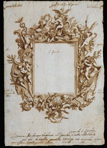 Dibujo ortogonal para marco alegórico, ca 1700, por Andrea Brustolon, Italia de Andrea Brustolon