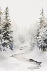 Arroyo en el bosque nevado