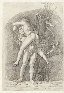 Hércules en Anteo El dios invencible Hércules (título sobre objeto) de Andrea Mantegna (school of)