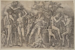 Bacanal con una tina de vino de Andrea Mantegna