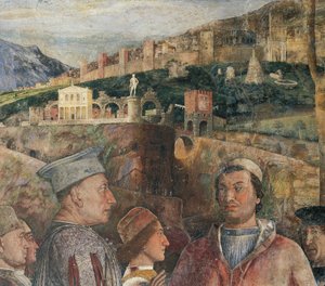 (detalle) de fresco en la Cámara Nupcial por Andrea Mantegna (1431-1506) Castillo de San Jorge, Mantua (Lista del Patrimonio Mundial de la UNESCO, 2008), Italia de Andrea Mantegna