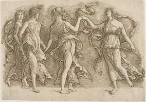 Cuatro mujeres bailando de Andrea Mantegna