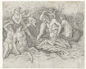 Batalla entre tritones con nereidas a sus espaldas Batalla de los dioses del mar de Andrea Mantegna
