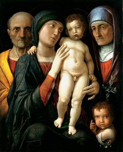 La Sainte Famille (La Sagrada Familia) - Pintura de Andrea Mantegna (1431-1506), óleo sobre lienzo (75x61,5), hacia 1495 - Galería Estatal de Arte, Dresden (Alemania) de Andrea Mantegna