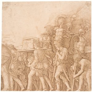 Soldados llevando trofeos de Andrea Mantegna