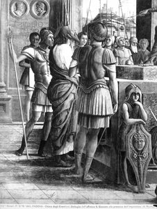Santiago el Mayor llevado ante el Rey Herodes Agripa (detalle) de Andrea Mantegna