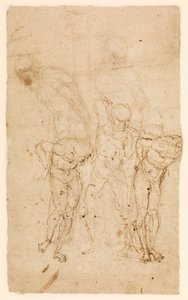 Estudios para Cristo en la columna (verso), c.1460-65 (pluma y tinta sobre papel) de Andrea Mantegna