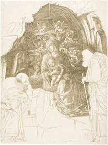 La adoración de los magos (Virgen de la gruta) de Andrea Mantegna