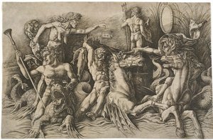 La batalla de los dioses del mar, ca 1475 de Andrea Mantegna