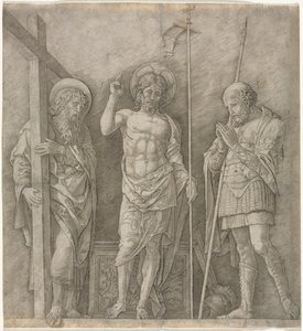 The Risen Christ between St Andrew and Longinus de Andrea Mantegna