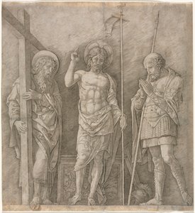 The Risen Christ between St Andrew and Longinus de Andrea Mantegna