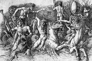 La batalla de los dioses del mar (detalle) de Andrea Mantegna