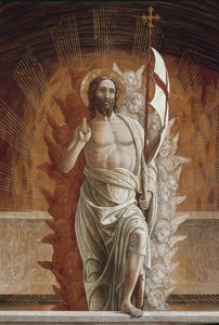 La resurrección de Jesucristo. Detalle de la predela del retablo de San Zeno (temple sobre panel). de Andrea Mantegna