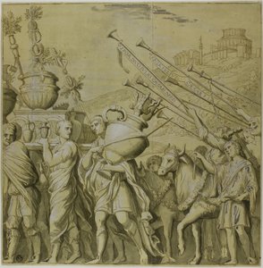Triunfos de Julio César: Lienzo No. IV de Andrea Mantegna