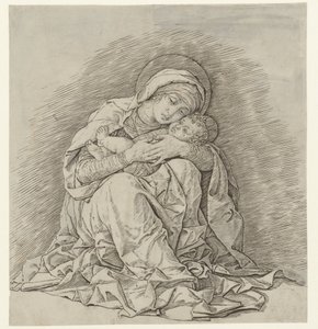 María sentada con el niño