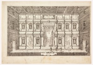 Vista del escenario del Teatro Olímpico en Vicenza