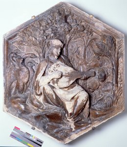 Poesía, relieve decorativo hexagonal de una serie que representa las Siete Artes Liberales, posiblemente basado en diseños de Giotto c.1334-48