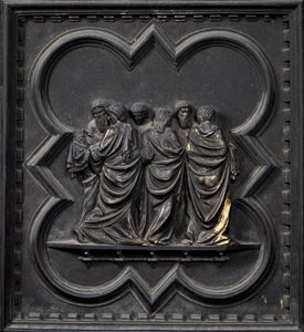 El transporte del cuerpo de San Juan Bautista, decimonoveno panel de las Puertas Sur del Baptisterio de San Giovanni, 1336 de Andrea Pisano
