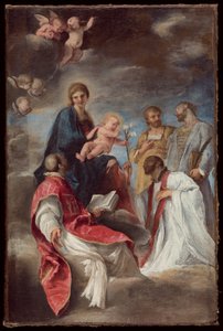 La Virgen y el Niño con los Santos Ignacio de Loyola, Francisco Javier, Cosme y Damián de Andrea Sacchi
