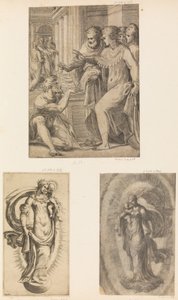 San Pedro y San Juan Curando al Hombre Cojo, Virgen y Niño