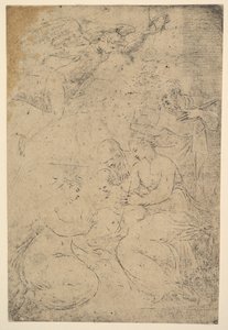 El matrimonio místico de Santa Catalina, ca. 1550 de Andrea Schiavone