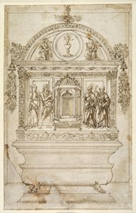 Diseño para el altar de una capilla, con un tabernáculo para la Eucaristía de Andrea del (follower of) Verrocchio