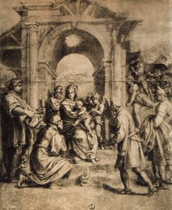 Adoración de los Magos, dibujo de Andrea del Sarto. Gabinetto dei Disegni e delle Stampe, Uffizi, Florencia de Andrea del Sarto