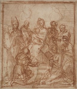Madonna entronizada con el Niño y ocho santos Estudio de composición, 1528