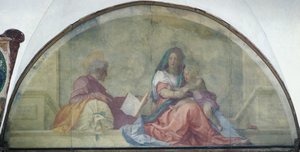Luneta que muestra a Madonna del Sacco por Andrea del Sarto (1486-1530), fresco de Andrea del Sarto