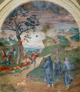 San Felipe Benizzi castigando a los blasfemos, 1509-1510 de Andrea del Sarto