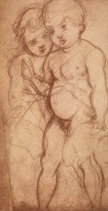 Estudio de dos querubines de Andrea del Sarto