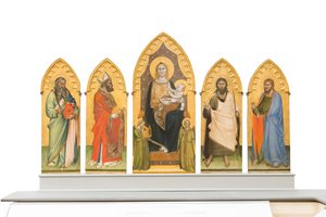 La Virgen y el Niño entronizados con santos de Andrea di Cione Orcagna