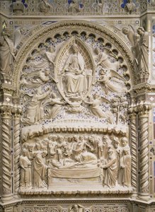 Tabernáculo, (detalle) mostrando la Muerte y Asunción de la Virgen, 1359 de Andrea di Cione Orcagna