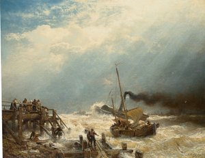 Alemán: Harbour of Ostend. 1858 Puerto de Ostende de Andreas Achenbach