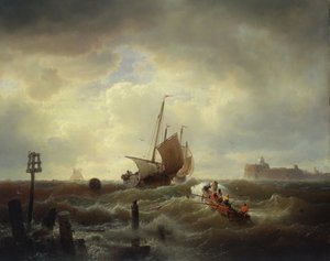 La entrada al puerto en Hellevoetsluys, 1850