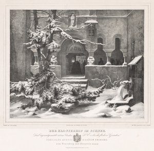 Cementerio con nieve, c. 1835 de Andreas Borum