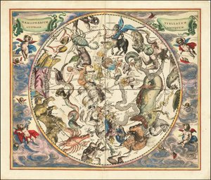 Mapa celeste de 1660 de las constelaciones del hemisferio sur de Andreas Cellarius