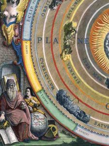 Un Astrónomo, (detalle) de un mapa de los planetas, de 