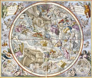 Mapa de las Constelaciones Cristianas según Julius Schiller, del Atlas Celestial, o La Armonía del Universo