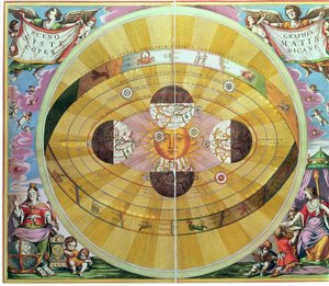 Scenographia: Systematis Copernicani Carta astrológica (c.1543) ideada por Nicolaus Copernicus (1473-1543), de 
