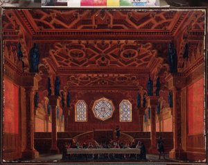 Escenografía para la ópera Ruslan y Lyudmila de M Glinka (Escenografía para la ópera Ruslan y Lyudmila de M Glinka) - Pintura de Andreas Leonhard Roller (1805-1891), óleo sobre lienzo de Andreas Leonhard Roller