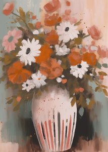 Jarrón con motivos florales llamativos
