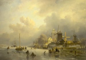 Una Vista de Dortrecht, El Aserradero, 1843 de Andreas Schelfhout