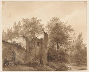Ruina en un paisaje de Andreas Schelfhout