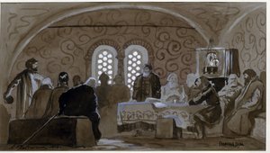 La Duma en la época de los Boyardos (boiars, boiars) (La Duma de los Boyardos). Consejo consultivo de los príncipes de la Rus de Kiev (Rutenia) en tiempos del zar Miguel I de Rusia (1596-1645). Obra de Andrei Petrovich Ryabushkin (Riabuchkin) (1861-1904), 