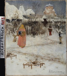 El andar de una niña Boyard (boiard, boiar). Pintura de Andrei Petrovich Ryabushkin (Riabutchkin) (1861-1904), óleo sobre lienzo de Andrei Petrovich Ryabushkin