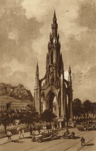 Edimburgo: Monumento a Scott, Princes Streek (lito) de Andrew Allan