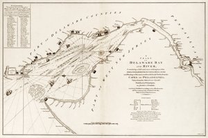 Carta de la bahía y el río Delaware, con una descripción completa y exacta de las costas, calas, puertos, sondeos, bajíos, arenas y rumbos de las marcas terrestres más considerables, desde los cabos hasta Filadelfia. de Andrew & Haydon W. Dury
